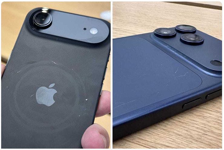 蘋果回應 iPhone 17 Pro 與 iPhone Air 「刮痕門」與鋁材耐用性問題 - 阿祥的網路筆記本 iPhone 17 Pro 深藍色與 iPhone Air 的黑色機都可以看到所謂 Magsafe 轉接板的痕跡