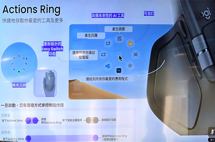 旗艦無線滑鼠 Logitech MX Master 4 即日起全球同步發售!全新觸覺回饋、Actions Ring 快捷環有感升級 - 阿祥的網路筆記本 MX Mater 4 的全新 Action Ring 功能
