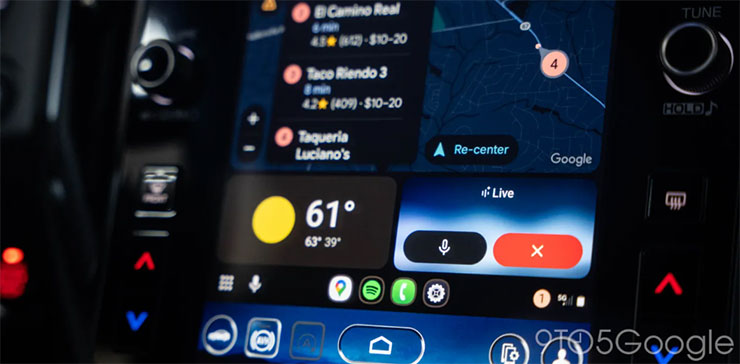 Gemini 更新本的 Android Auto 介面