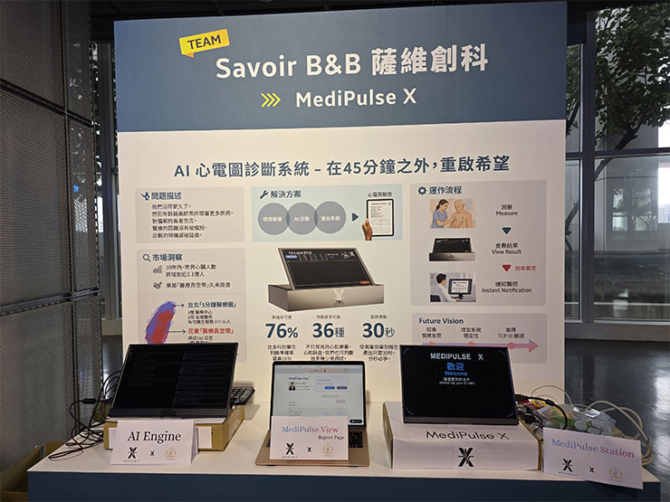 台灣三星「Solve for Tomorrow」百組高中學子競逐~智能餐具「細嚼慢嚥 MindEat」獲首獎! - 阿祥的網路筆記本 「Savoir B&B(薩維創科)」團隊的「MedPulse X」作品的攤位介紹