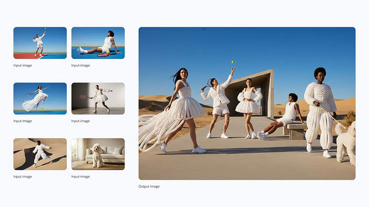 Google 推出 Nano Banana Pro!以 AI 拓展影像生成與創意設計 - 阿祥的網路筆記本 輸入六張照片,以這些影像為元素組合成一張沙漠場景的風格大片