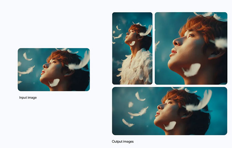 Google 推出 Nano Banana Pro!以 AI 拓展影像生成與創意設計 - 阿祥的網路筆記本 以同一張照片,在角色維持在中央的情況下生成不同尺寸的影像