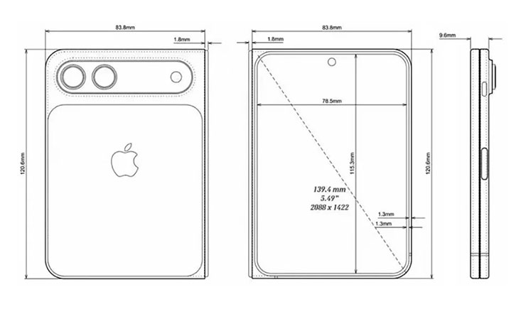 疑似流出的 iPhone Fold 設計 CAD 圖
