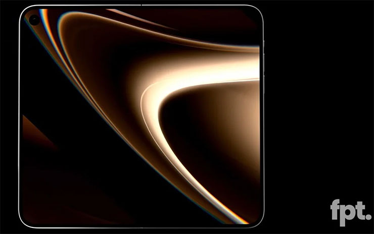FPT 頻道分享的 iPhone Fold 渲染圖（內螢幕展開）