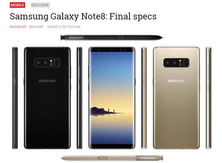 [Mobile] 除了外觀設計，爆料大神 evleaks 再度出手揭露 Galaxy Note8 的「最終規格」？ - 阿祥的網路筆記本